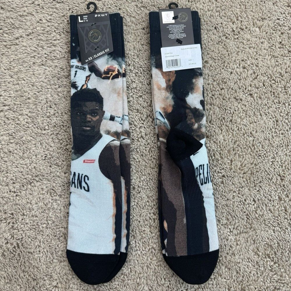 New Orleans Pelicans Socks Men's Lg 6-12 Zion Voltage Graphics Crew - 2 Pair NWT